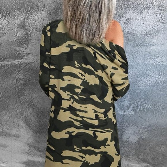 CAMO Print Longline Cardigan Sweater | Size XL - Picture 2 of 12